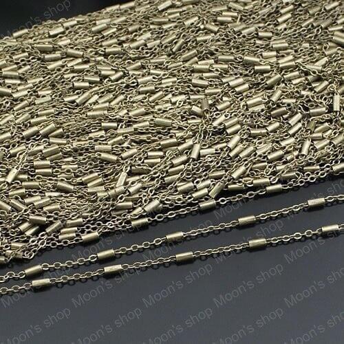Wholesale Antique Bronze Copper 1.5mm width Link Chains with 4*2mm Tube Accessories 5 Meter (JM2658)