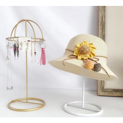 Wrought Iron Hat Display Stand Household Hat Rack Display Stand Earrings Necklace Display Stand Storage Jewelry Rack