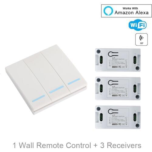 QIACHIP WiFi Smart Switch Wireless Remote Control Light Timer Relay Switches AC 110V 220V Home Automation Work With Amazon Alexa