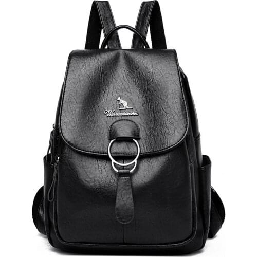 New High Leather Backpacks High Quality Female Vintage Mochilas For Girls School Bag Travel Bagpack Ladies Sac A Dos Back Pack