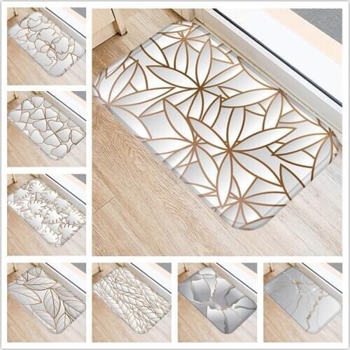Gray Silver Flower Doormat Anti-Slip Flannel Carpet Door Mat Outdoor Kitchen Living Room Floor Mat Rug 40*60cm