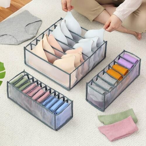 Foldable Underwear Storage Box With 6/7/11 Compartments Socks Bra Underpants Wardrobe Drawer Closet Organizer Divider Box