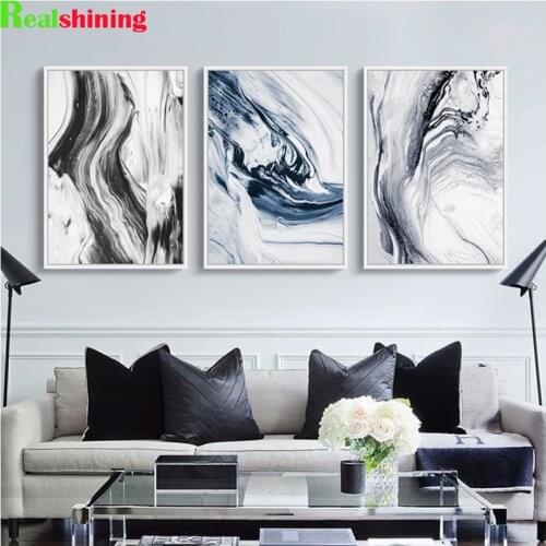 Triptych Diamond painting black white waves Abstract Diamond Embroidery round/Square Drill Cross Stitch Landscape 3 piece N2043