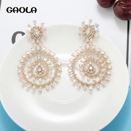 GAOLA Top Luxury Irregular Earrings Large High-grade Zircon Inlaid Jewelry Hollow Fashion Earrings GLE9465