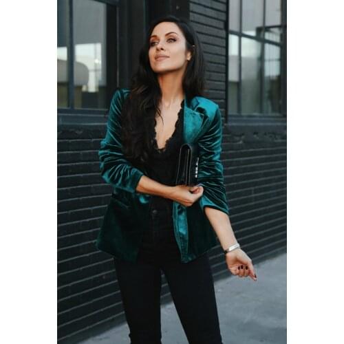 Women coat Fall 2020 New Womens Jacket Tops Europe and the United States Best Selling Slim Long-sleeved Gold Velvet Small Suit