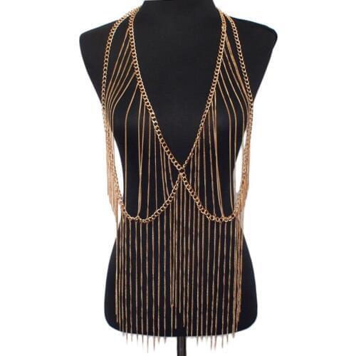 UKEN Bohemia Chic Vintage For Women Metal Chain Tassel Pendants Sexy Long Necklace Body Jewelry Fashion Accessories N3324