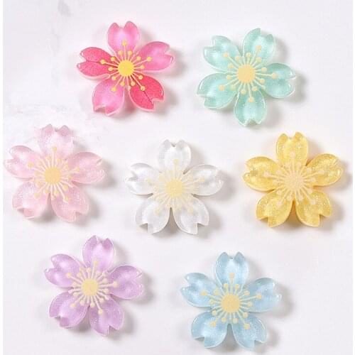 10PCS 27mm Diy Resin Little sakura Jewelry Childrens Hair Accessories Mobile Phone Case Beauty Accessories