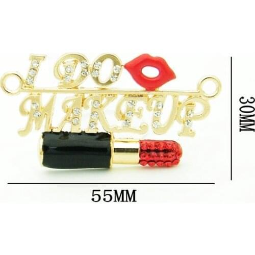 10pcs per lot Cell Phone DIY Rhinestones Alloy Decoration I DO MAKE UP Lipstick letter word Charms