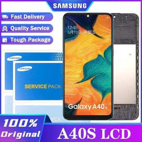 100% Super AMOLED Display with frame for Samsung A40S A407F LCD display touch Screen Digitizer Assembly Repair parts