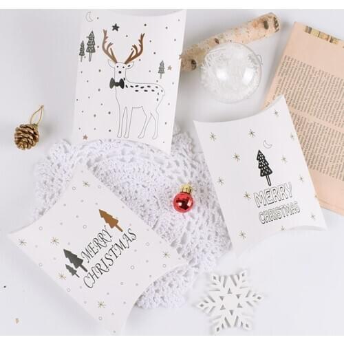 2pcMerry Christmas Candy Gift Boxes Deer&Xmas Tree Guests Packaging Boxes Gift Bag Christmas Party Favors Kids Gift Decor Pillow