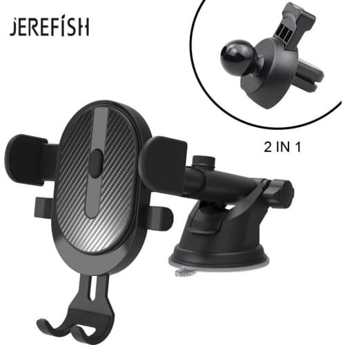 2 in 1 Auto Lock Car Phone Holder Stand Universal Dashboard Windshield Car Mount Mobile Air Vent Holder For Cell Phone Support