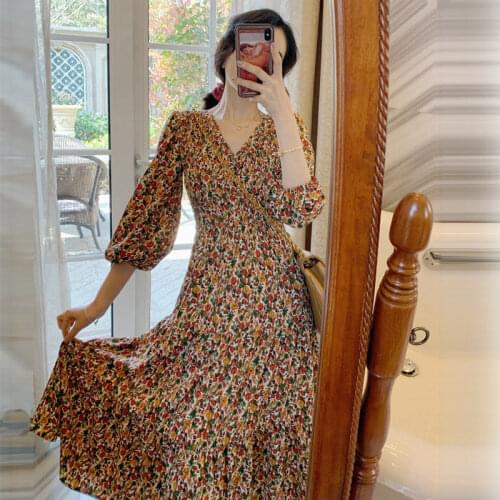 2020 new autumn winter Lady fashion casual sexy women Dress female party Dress Lantern Sleeve Vq2