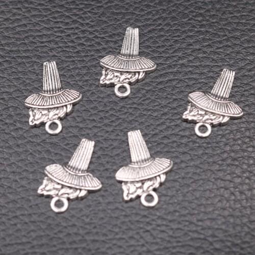 30pcs Silver Plated Hip Hop Witch Magic Hat Metal Pendant DIY Charm Halloween Earring Bracelet Jewelry Crafts Making M632