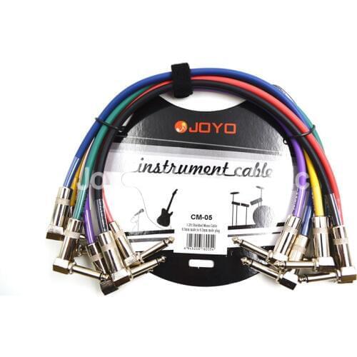 6 Pack Joyo Colorful 1.2FT Metal 1/4 Right Angle Electric Guitar Effect Pedal Patch Cord Cables Free Shipping