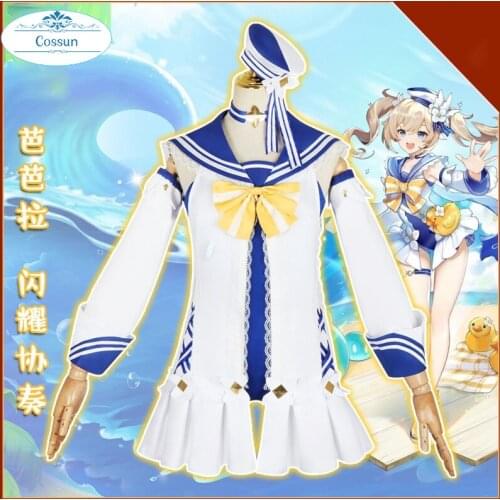 Anime! Genshin Impact Barbara Shining Concerto Swimsuit Lovely Uniform Cosplay Costume Halloween Party Outfit For Women NEW