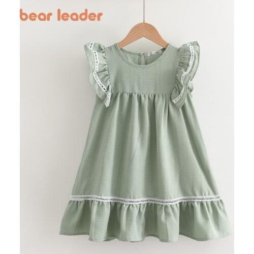 Bear Leader Girls Casual Ruffles Dresses 2021 New Fashion Kids Girl Party Princess Costumes Children Sleeveless Vestidos 3-7Y