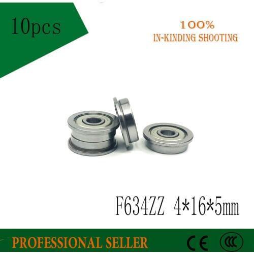 Free shipping--F634ZZ flange bearings 4*16*5 ABEC-1 10PCS F634ZZ