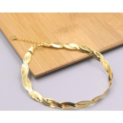 Pure 18K Yellow Gold Bracelet Lucky Double Blade Snake Twisted Rope Chain Adjustable Bracelet Woman Gift 4g