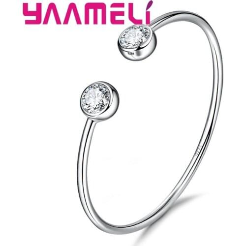 Fine 925 Sterling Silver Charming Jewelry Bracelet Women AAA Zircon Opening Resizable Wristband Bangle Fashion Accessory