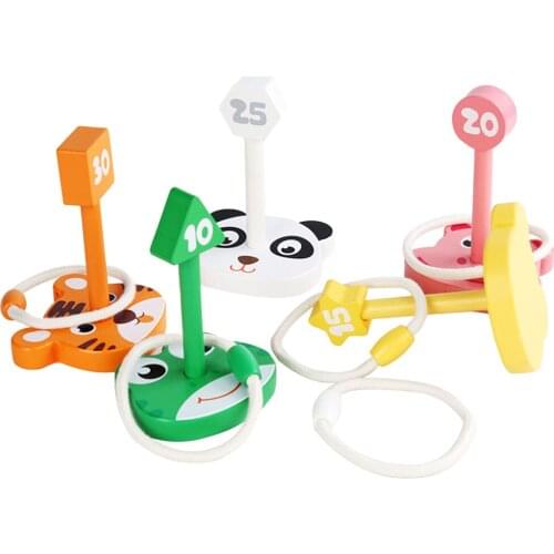 Wooden Animals Ring Toss Game Kids/Children Toys Develo Motor Skills