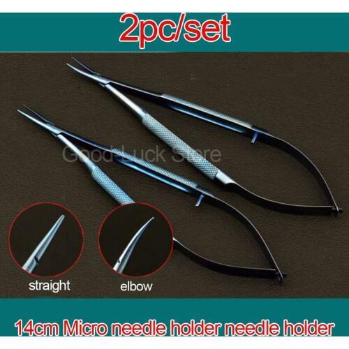 14cm ophthalmic microsurgery surgical micro needle holder needle holder cosmetic surgery needle clamp 2pc/set