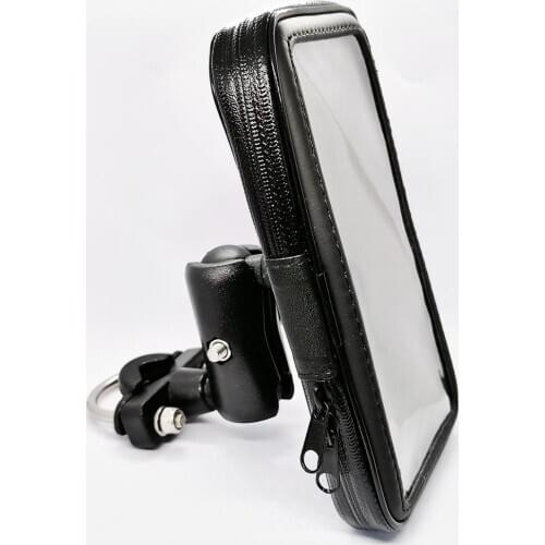 Motorcycle Cell Phone Mount Holder with Waterproof Zipper Case Handlebar Rail Mount Holder Case for iPhone 7/8, Samsung Galaxy