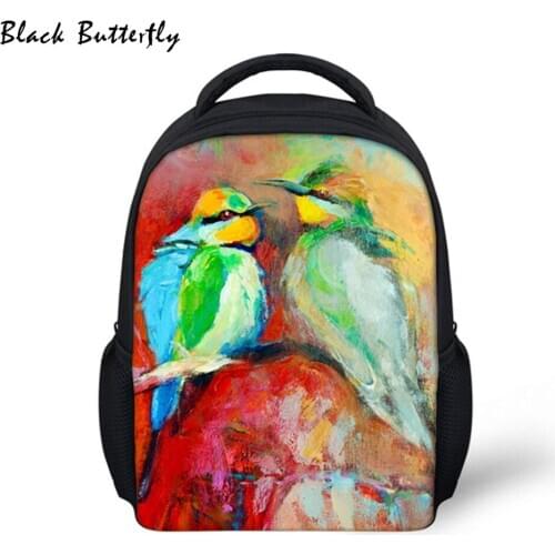 Children Bag Oil painting pattern School Bags Cool Animal Print Backpack For Girls Boys Satchels Kids 3-8 Years Old Student-Bag