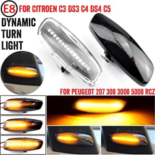 For Peugeot 207 308 3008 5008 RCZ Partner Sequential Turn Signal Indicator Light Signal Blinker Dynamic LED Side Marker Light