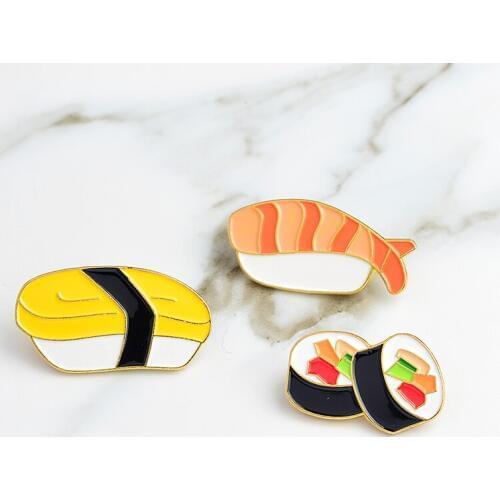 Japanese Food Sushi Enamel Pins California Roll Pin Ebi Sushi Pin Tamago Sushi Pin Food jewelry Japanese food lover gifts