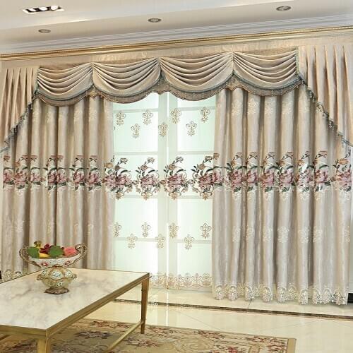 European Luxury Upscale Jacquard Half Blackout Curtains Pattern Voile Door Window Curtains Livingroom Bedroom Decor Elegant