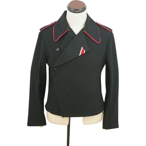 GUWC-003 WWII German Heer hot pink collar thread panzer black wool wrap/jacket