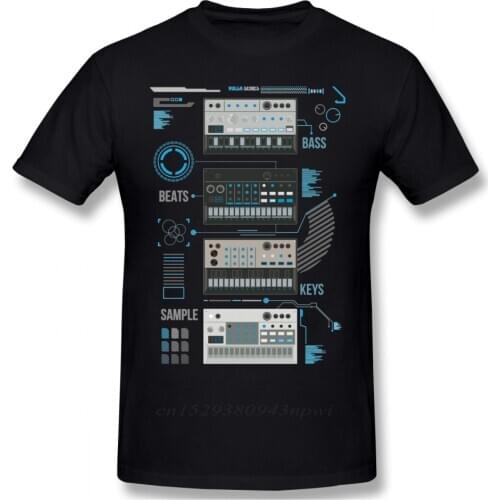 For Man Korg Volca Keys Series Basic Blue Music T shirt Quality Print Rock And Roll Round Collar Plus Size Tee Shirt