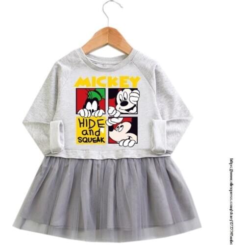 Cotton Girls Dresses Mickey Mouse Long Sleeve Kids Dress For Girls Children Casual Dress Toddle Autumn Winter Clothing