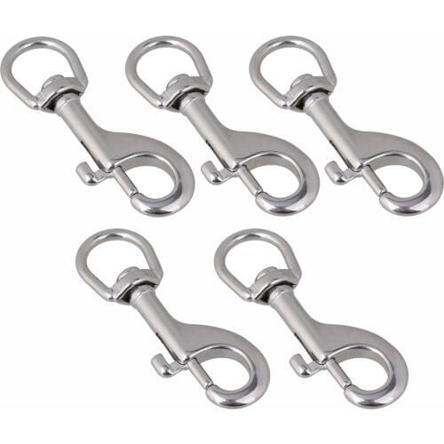 304 Stainless Steel 90mm Silver Swivel-Eye Bolt Snap Hook Round Eye Swivel Keychain Strap Pack of 5