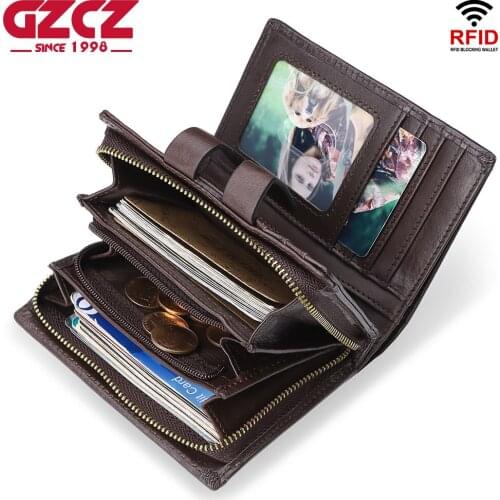 100% Genuine Leather Men Wallet Coin Purse Small ID Card Holder PORTFOLIO Portomonee Male Walet Pocket Coffee Money Zipper Perse