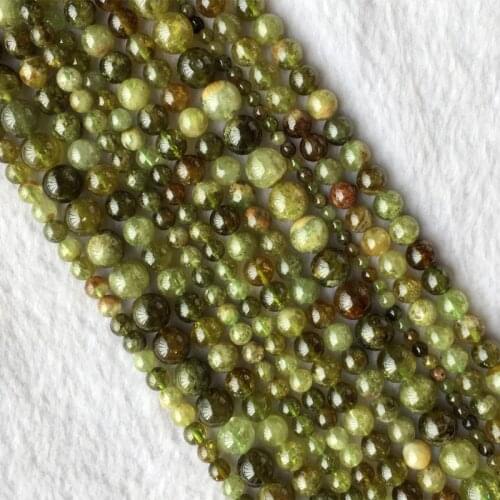 Natural Genuine Green Orange Garnet Tsavorite Round Loose Stone Beads 6mm-10mm Fit Jewelry 15