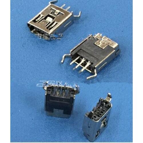 MICRO USB 5P 180 bend DIP B Mini ,Female plug pin 2pin Fixed PCB , Tail Charging socket ,new and original
