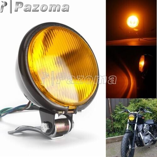 12V 35W Motorcycle LED Headlight High/Low Beam Front Retro Round Headlamp For Harley Touring Suzuki Kawasaki Honda Cafe Racer