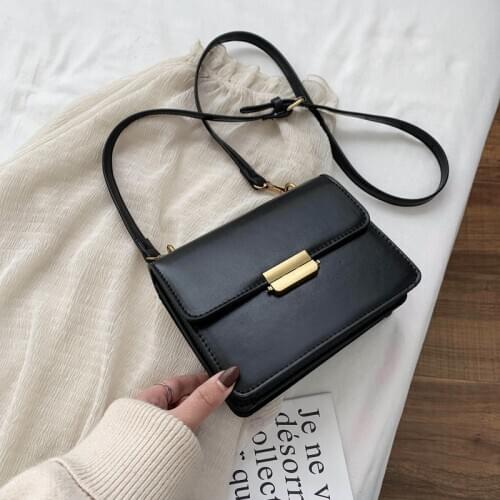 Pure color PU women bag black shoulder bag ladies messenger bag ins super fire women bag luxury designer handbag