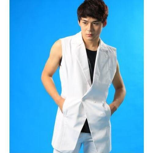 Original designer White vest Singer stage mens vest men brand roupas masculinas sexy tank 1 camisetas regatas Customizable