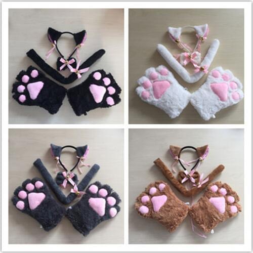 Cosplay adorable fun lace tassels Cat Ears headband animal paw gloves wrist strap women maid shorts socks Cosplay Accessories