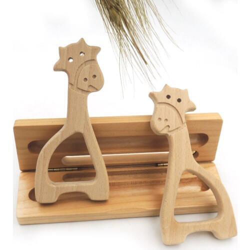 20PCS germany beech teether GIRAFFE wood pendant for baby mother accessory Australian SGS SAFE ANIMAL ZOO BIG EA330