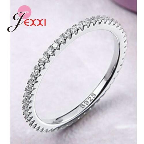 Simple Women AAA Zircon 925 Sterling Silver Rings for Wedding Engagement Jewelry Accessory Fine Austrian Crystal Christmas Gift