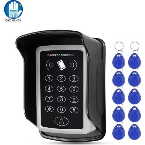 RFID 125KHz Access Control Keypad Standalone Access Controller with Waterproof Cover Case+10pcs Keyfobs RFID Cards