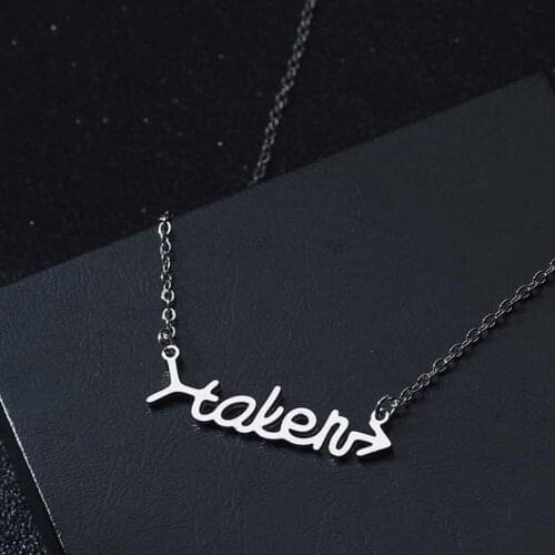 Todorova Arrow Shaped Calligraphy Cursive Necklace For Women Taken Letters Stainless Steel Chain Necklace Female Jewelry