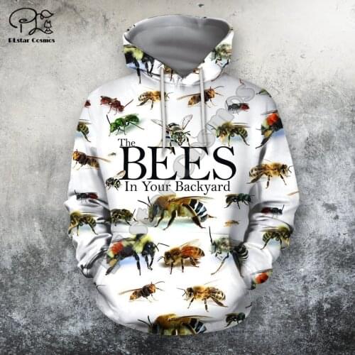 PLstar Cosmos Honey Bees 3D Printed Hoodies Casual Men/Women Zipper Hooded Funny Animal Unisex Brand Streetwear Apparel B1