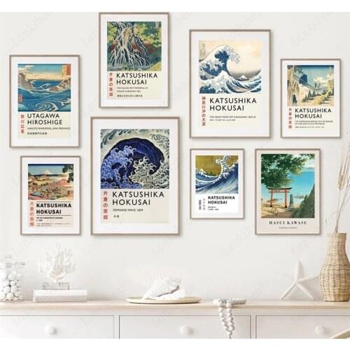 Japan Ukiyo-E Posters and Prints Pictures Katsushika Hokusai Abstract Waves Wall Art Canvas Painting for Living Room Decoration