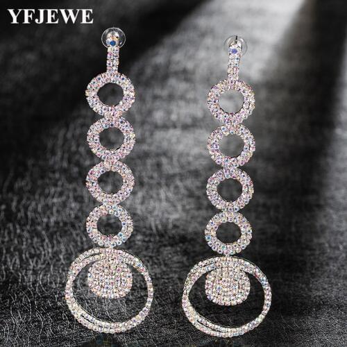 YFJEWE 2018 Fashion Women Luxury Boho Multicolor Round Dangle Earrings Vintage Long Crystal Drop Earring for Women Jewelry E527