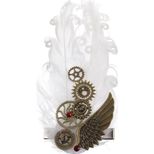Steam Punk Retro Wing Hair Clip Feather Gears Gothic Barrette Steampunk Hairpin Accessory
