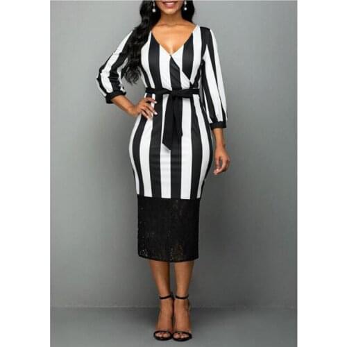 2021 plus size European and American fall/winter high waist wrap striped printed skirt women lady office skirt clothes clothing